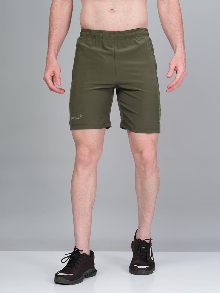 Sport Sun Printed NS Lycra Olive Shorts for Men