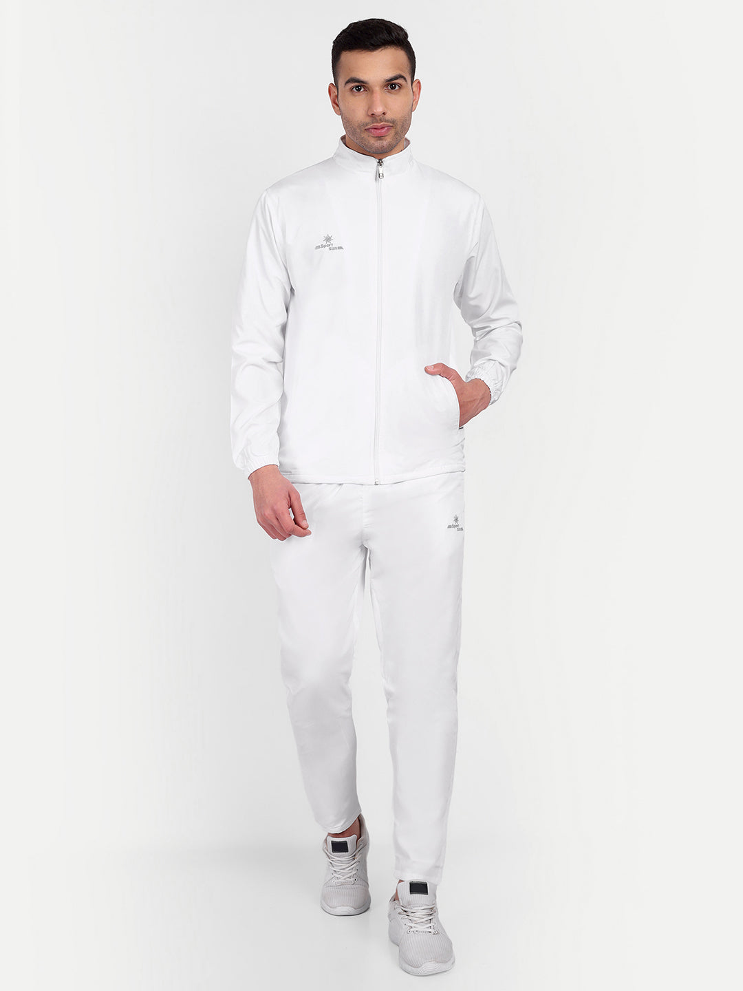 Sport Sun Micro Poly White Track Suit for Men