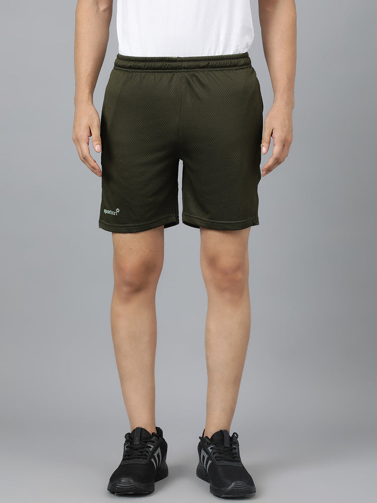 Sport Sun Solid Men Olive Diamond Shorts