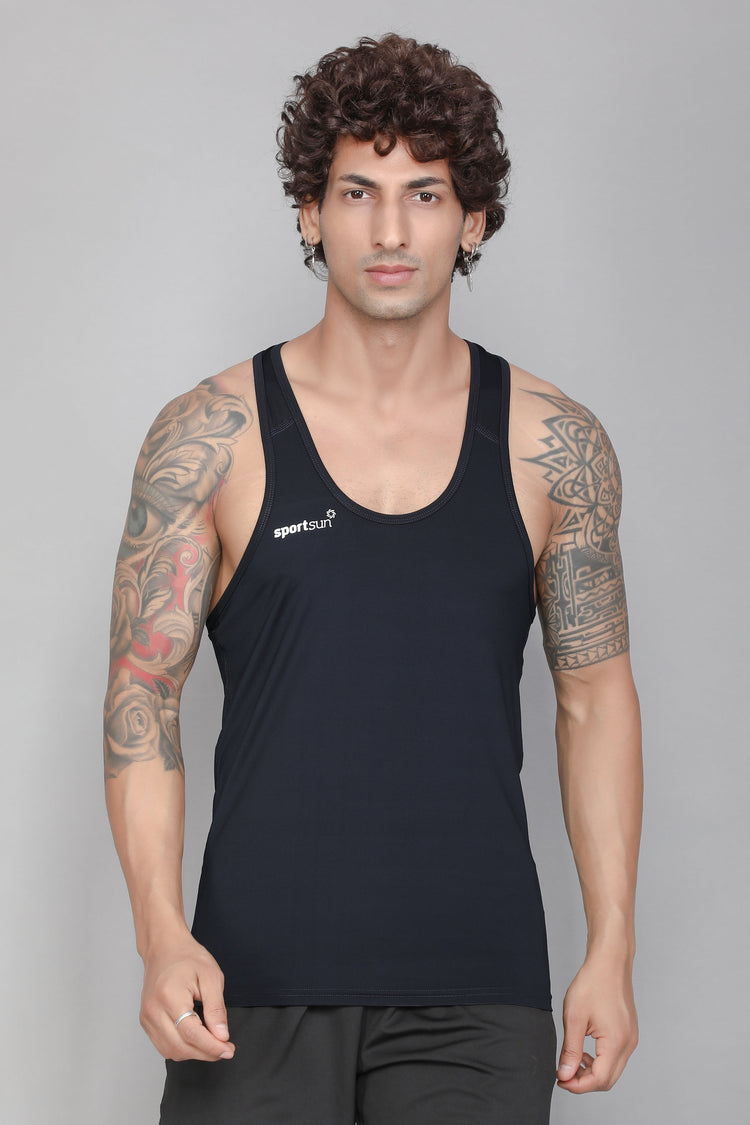 Sport Sun Navy Blue Gym Vest for men