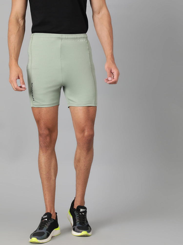 Sport Sun Solid Men Light Olive Gym Shorts