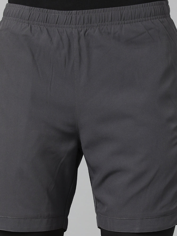 Sport Sun Solid Men NS Lycra Dark Grey Compression Shorts