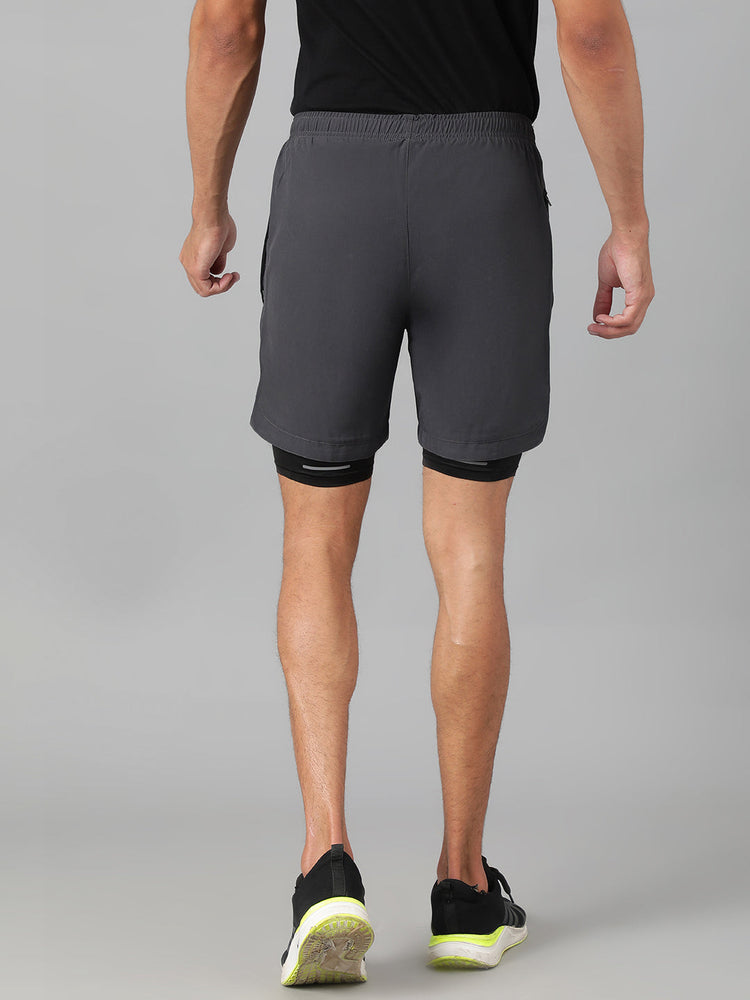 Sport Sun Solid Men NS Lycra Dark Grey Compression Shorts