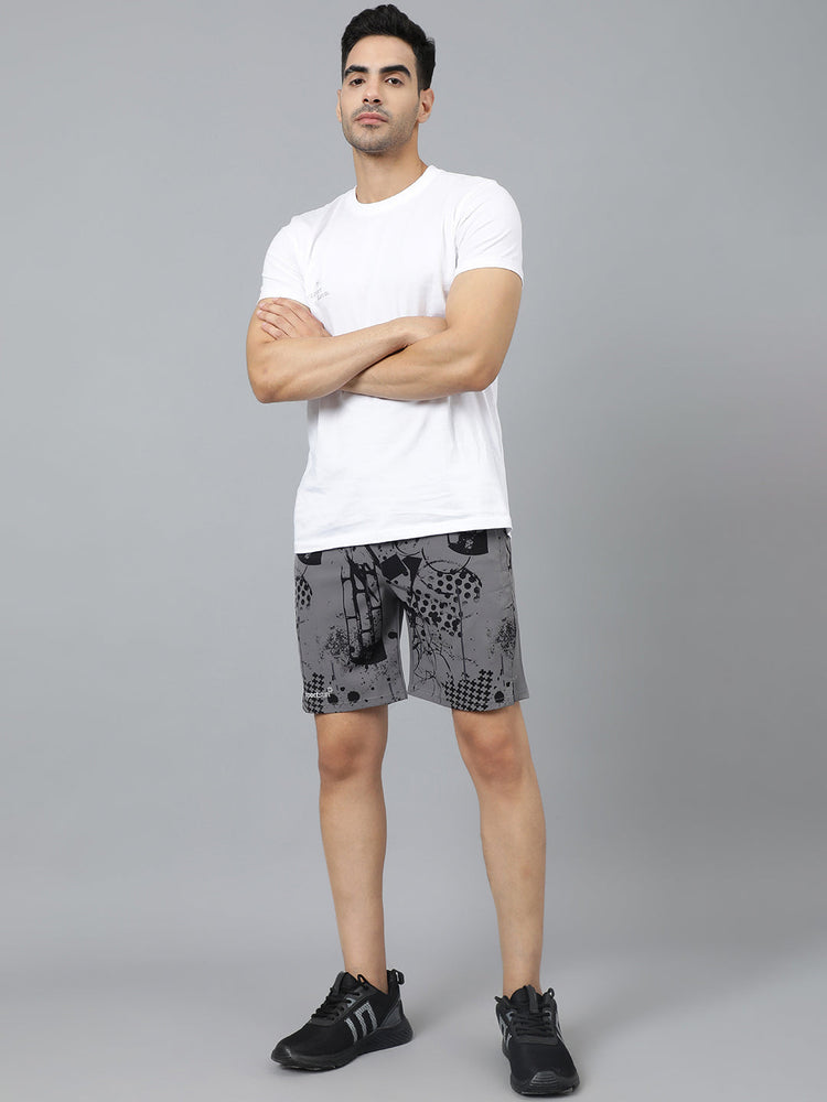 Sport Sun Dark Grey Printed Men NS Lycra Shorts