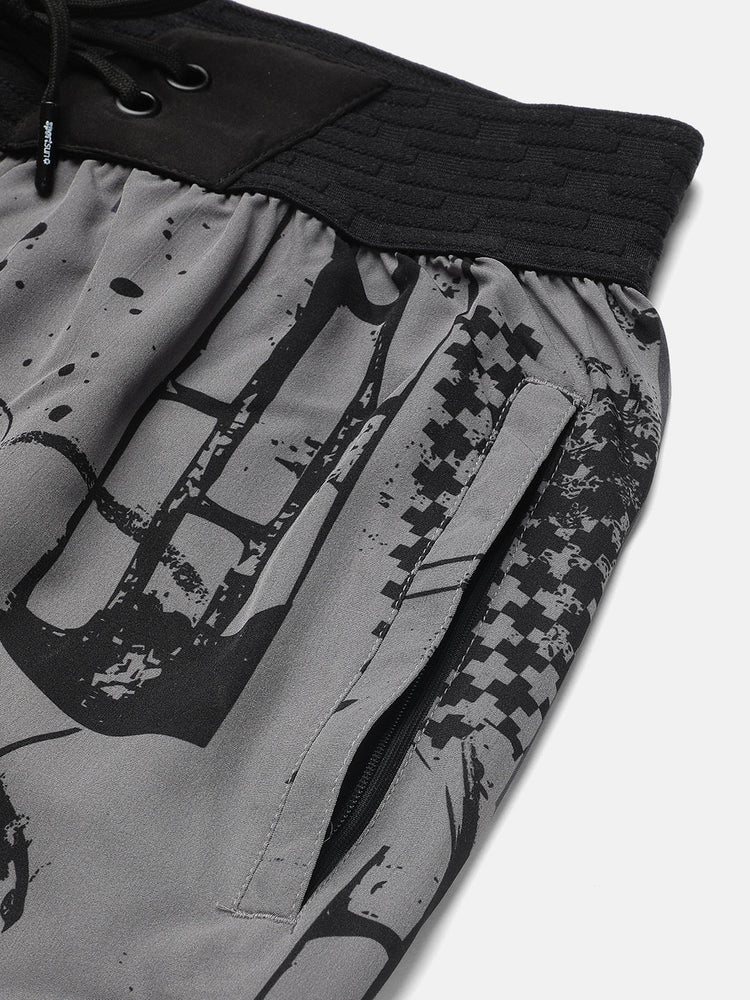 Sport Sun Dark Grey Printed Men NS Lycra Shorts
