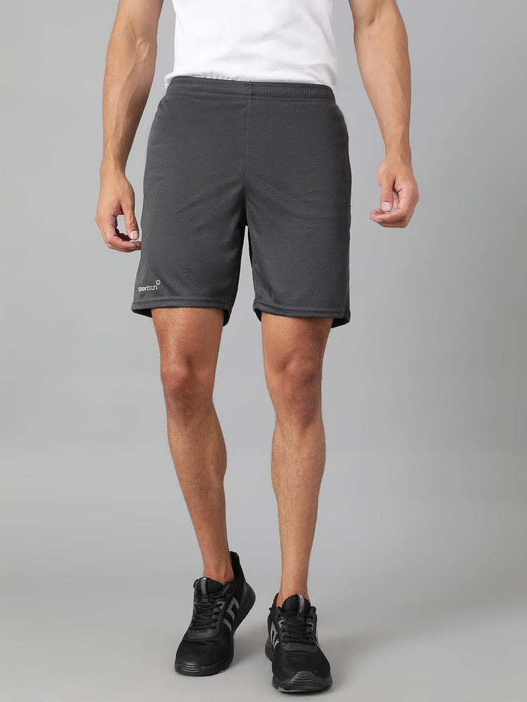 Sport Sun Men Self Design Dark Grey Dry Fit Shorts