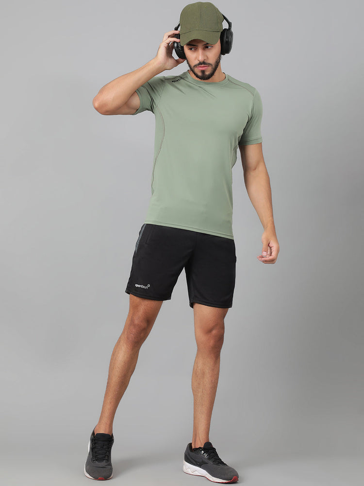 Sport Sun Men Self Design Black Dry Fit Shorts