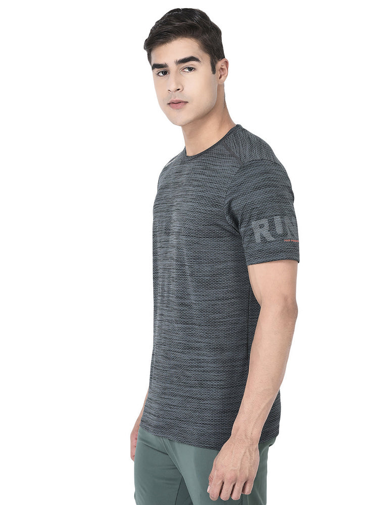 Sport Sun Men Self Design Dark Grey Cool Run T Shirt