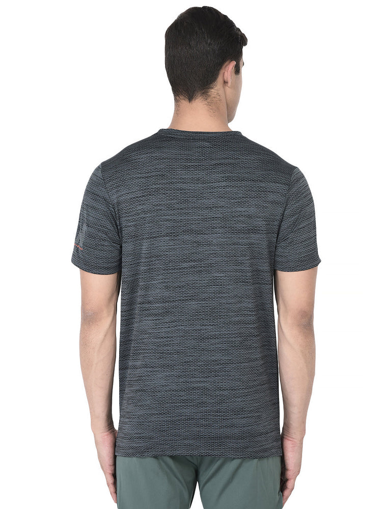 Sport Sun Men Self Design Dark Grey Cool Run T Shirt