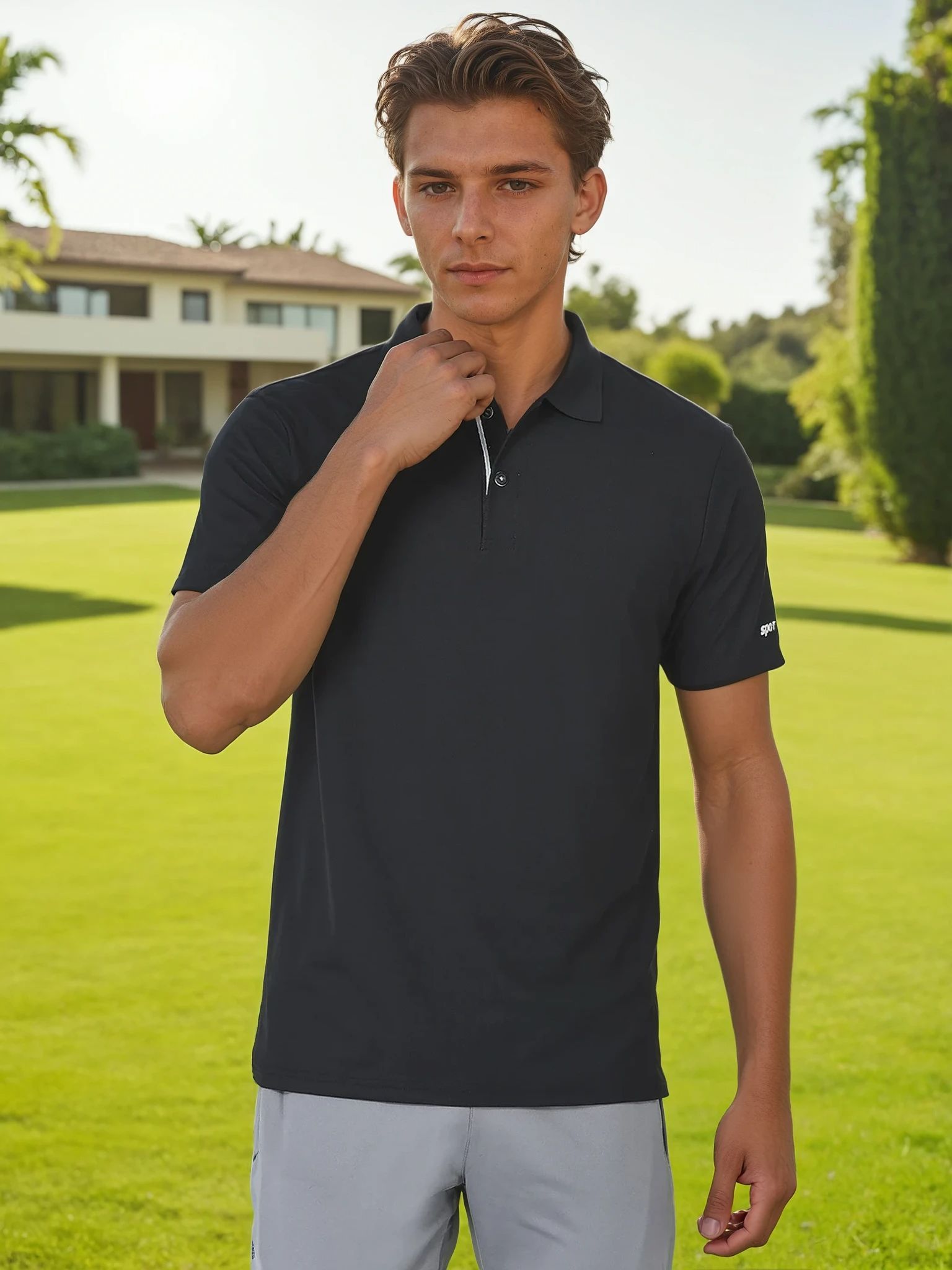 Sport Sun Max Polo Black T-shirt for Men