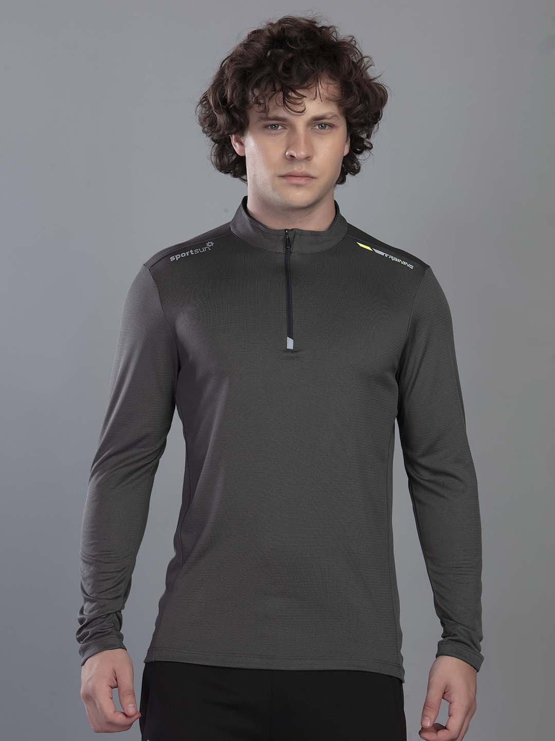 Men's Zipper Chinese Collar Performance T Shirt