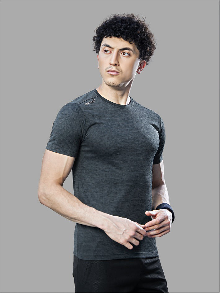 Sport Sun Cool Run Round Neck Dark Grey T Shirt