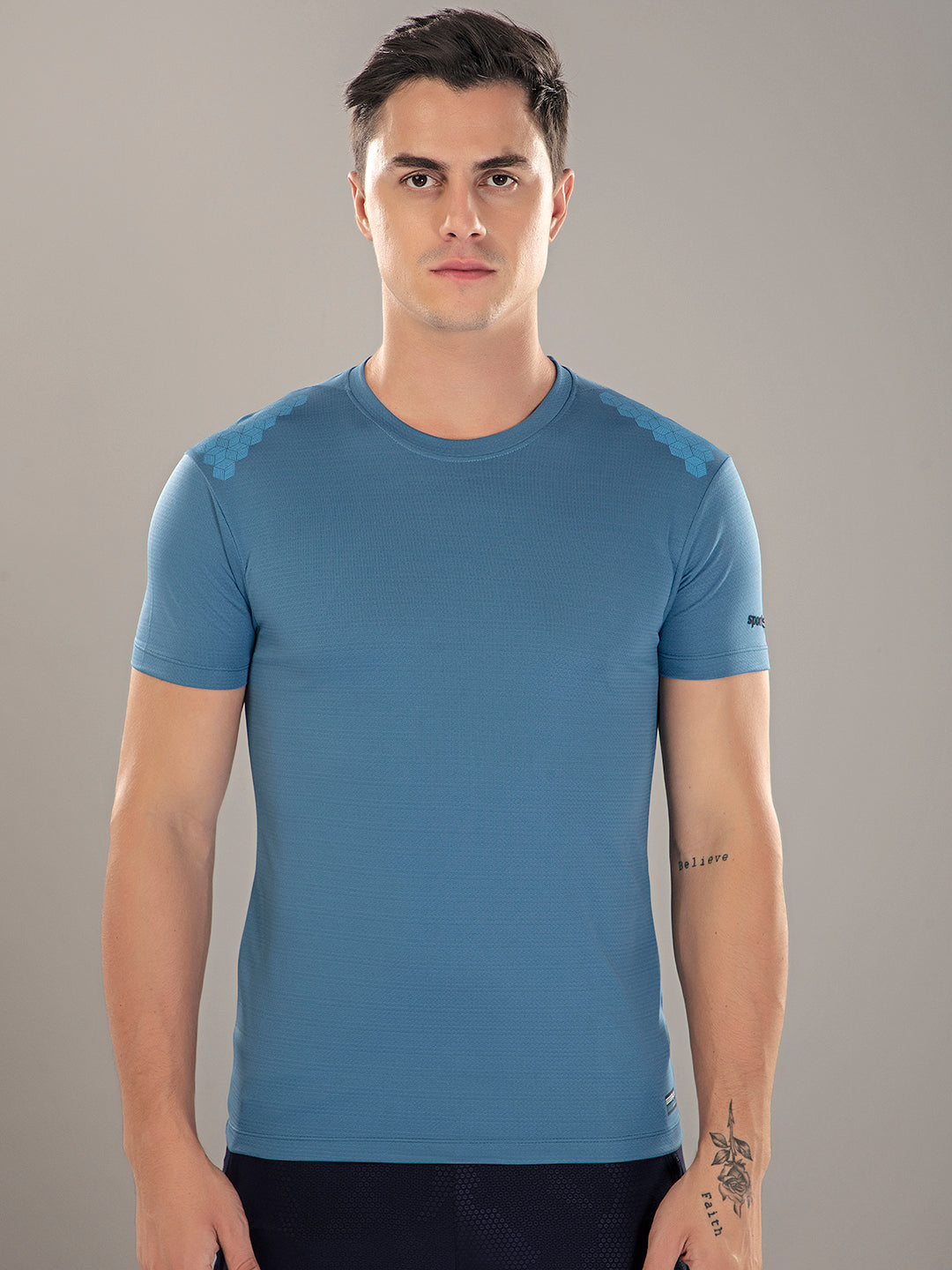 Sport Sun Active Round Neck Ice Blue T Shirt