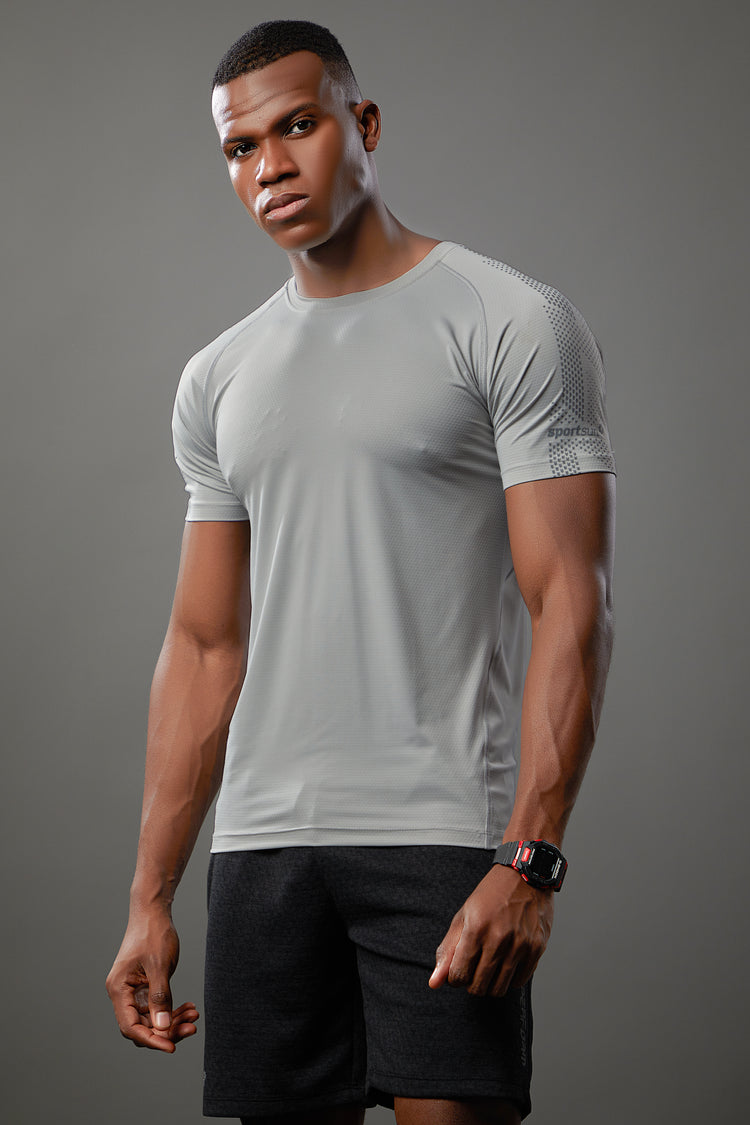 Sport Sun Round Neck Nylon Max Light Grey T Shirt