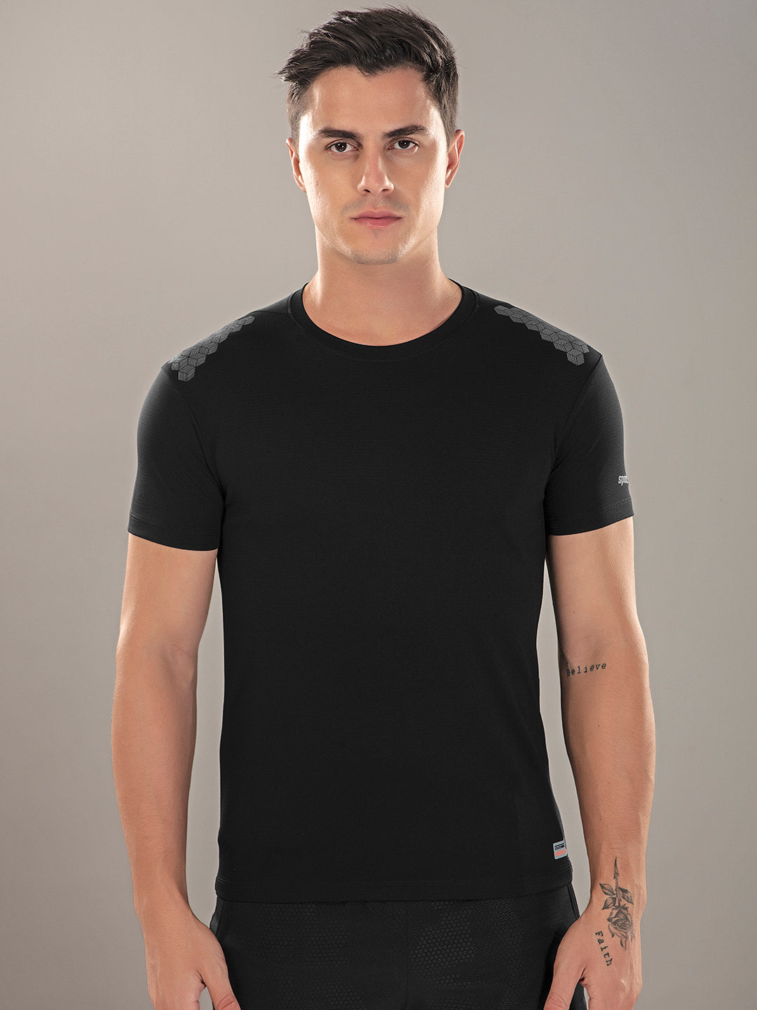 Sport Sun Active Round Neck Black T Shirt