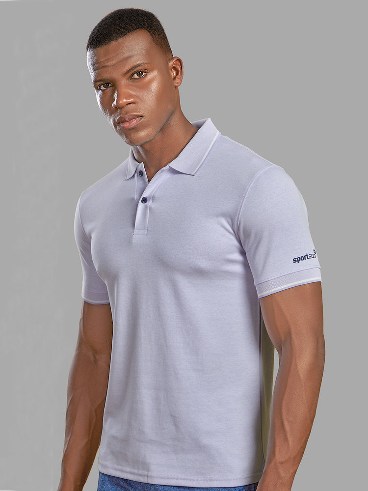 Sport Sun Lilac Milange Cotton Matty Polo T Shirt