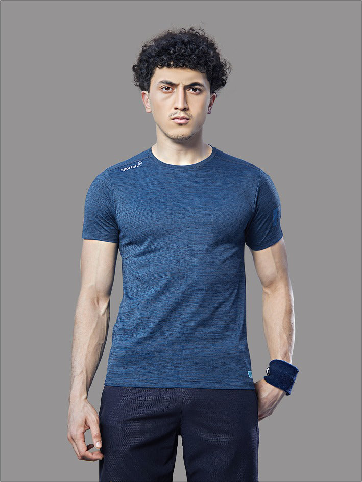 Sport Sun Cool Run Round Neck Navy Blue T Shirt