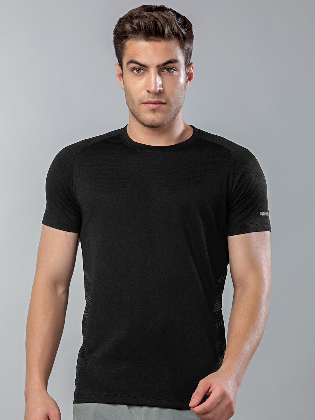 Sport Sun Active Round Neck Black T Shirt