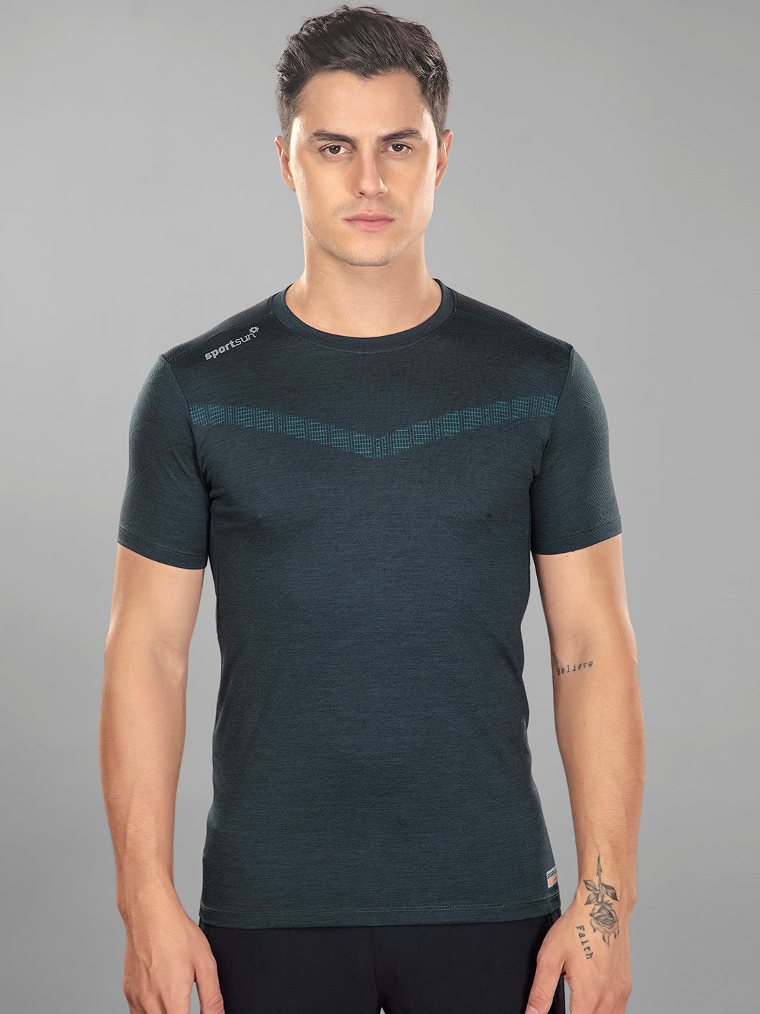 Sport Sun Playcool Pro Round Neck Teal T Shirt