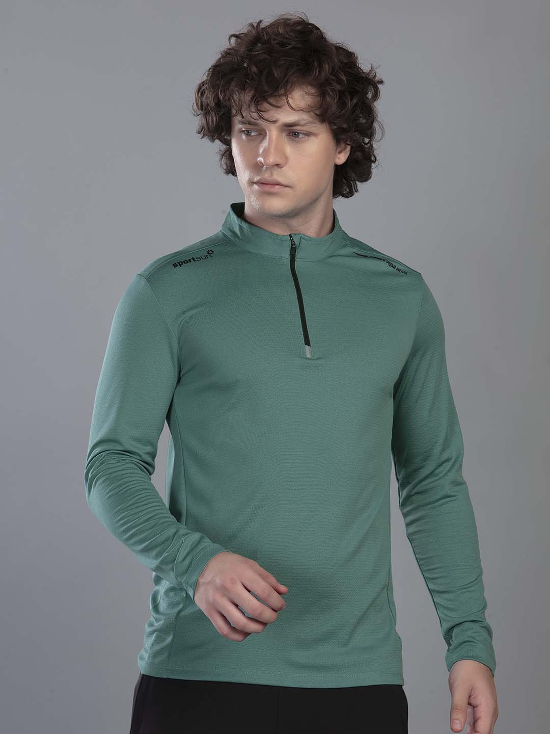 Men's Zipper Chinese Collar Performance T Shirt