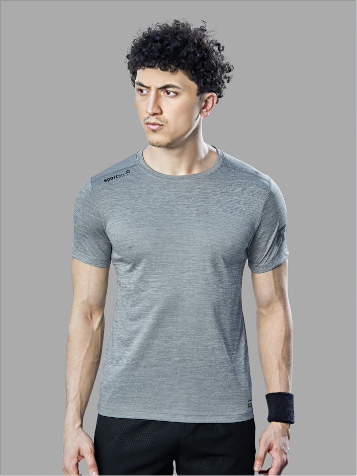 Sport Sun Cool Run Round Neck Light Grey T Shirt