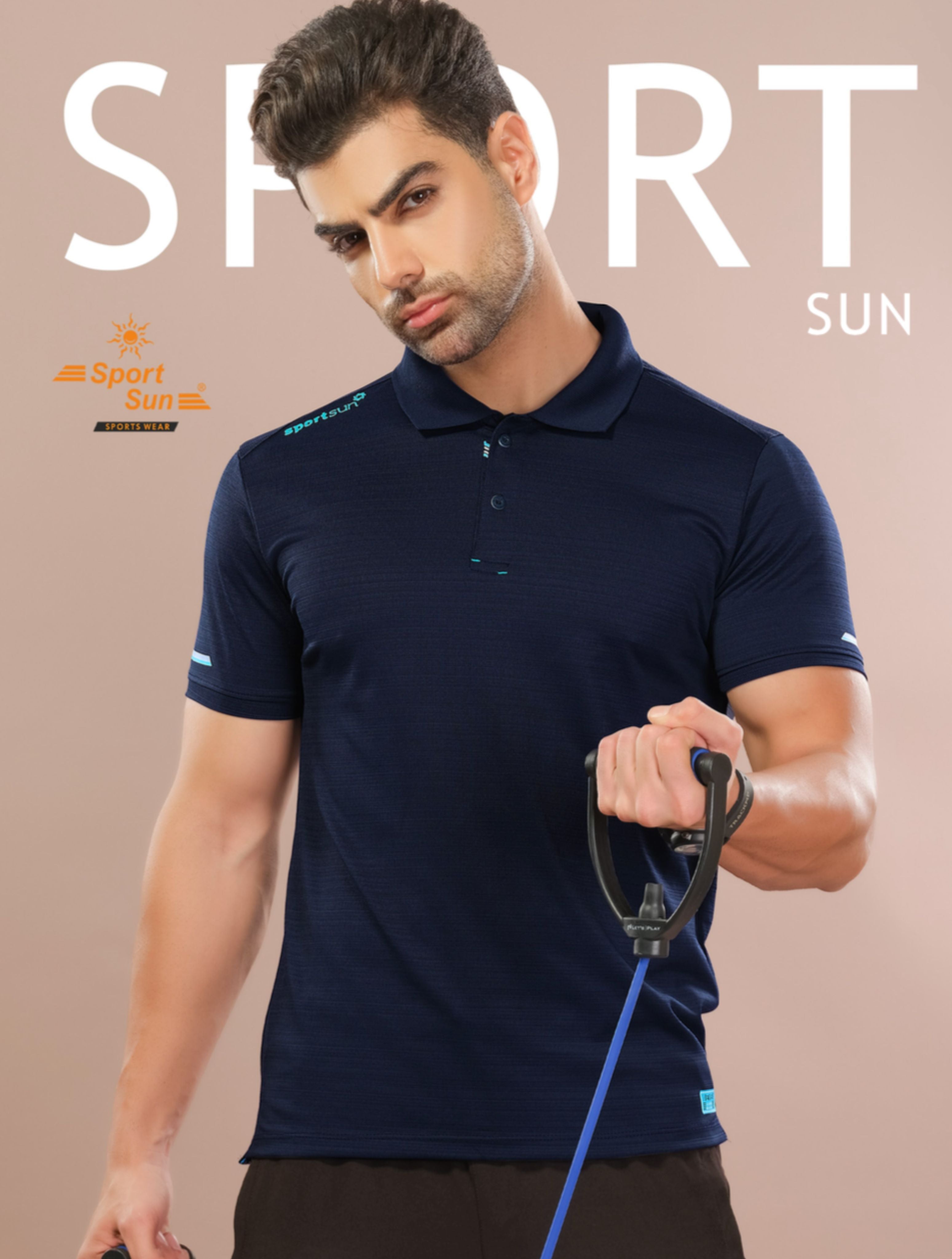 Sport Sun Playcool Polo Navy Blue T Shirt