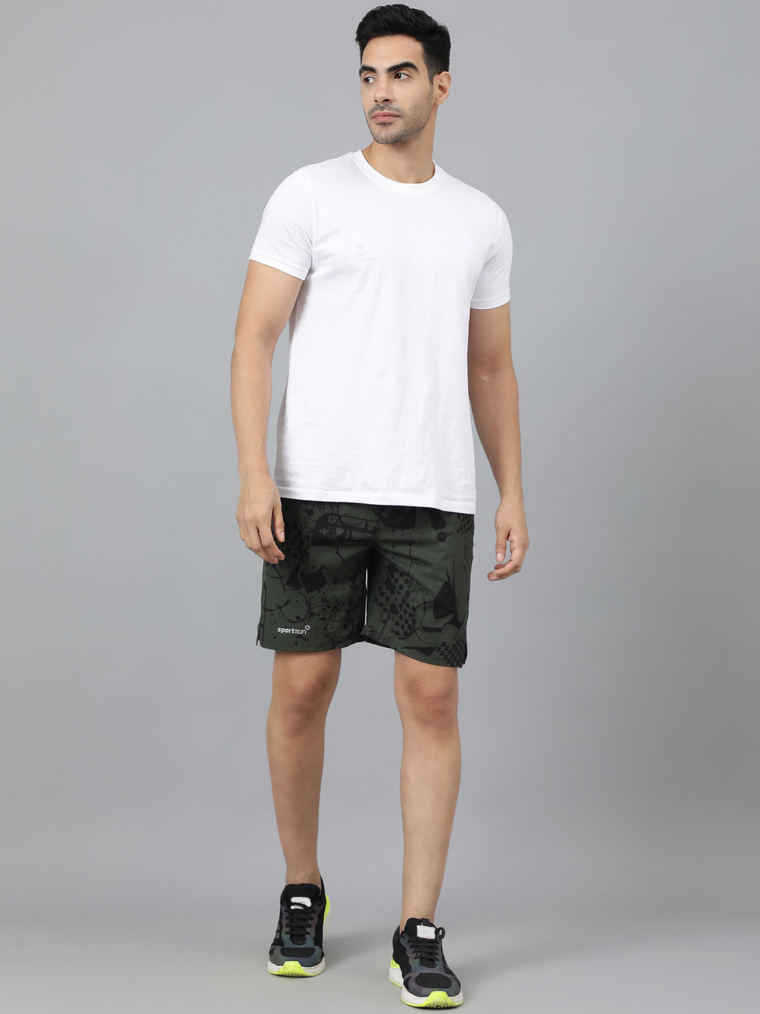 Sport Sun Olive Printed Men NS Lycra Shorts
