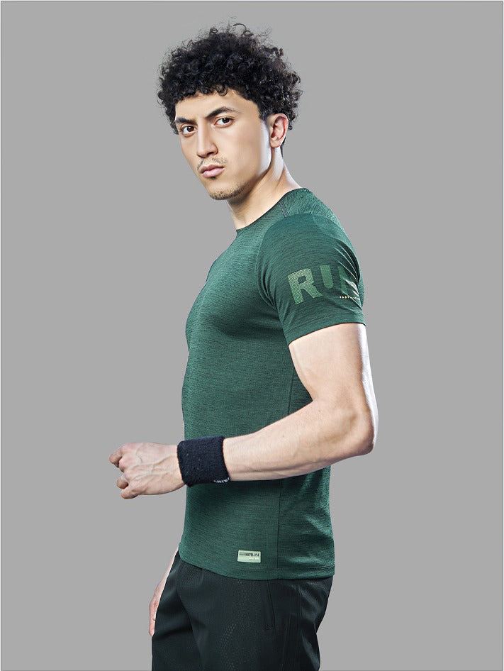 Sport Sun Cool Run Round Neck Green T Shirt