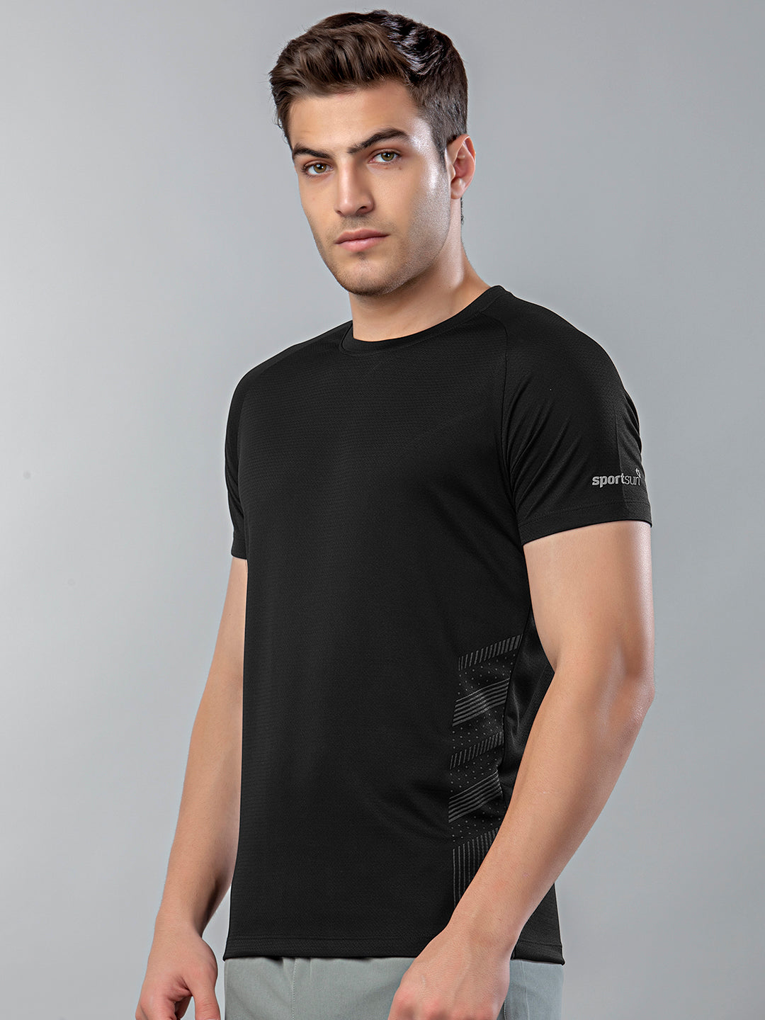 Sport Sun Active Round Neck Black T Shirt