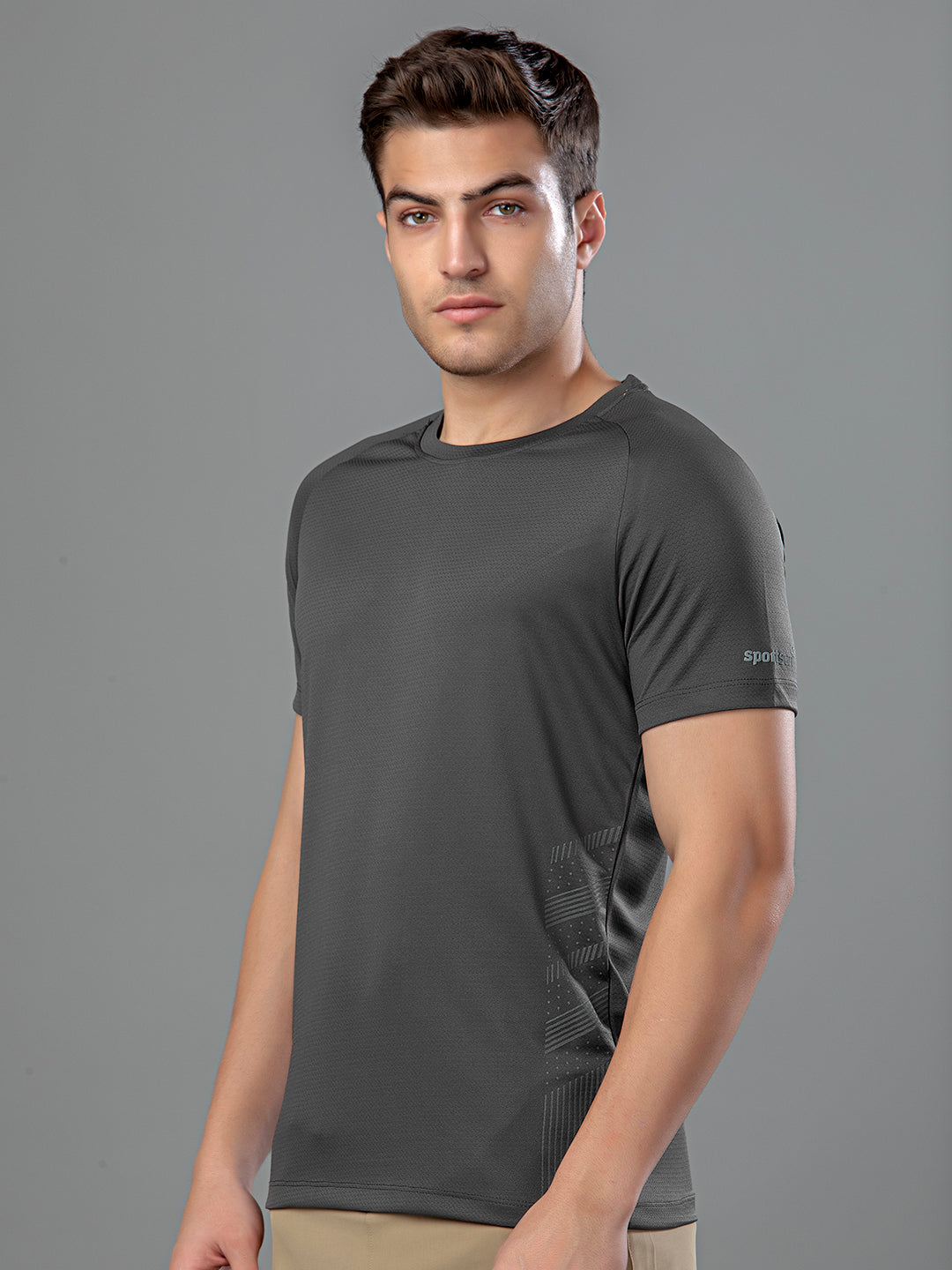 Sport Sun Active Round Neck Dark Grey T Shirt