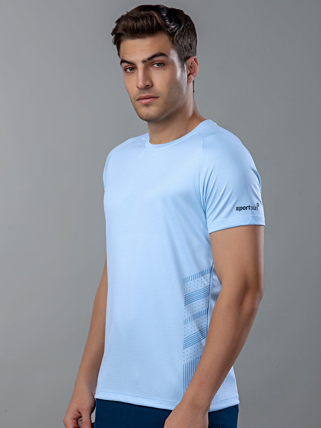 Sport Sun Active Round Neck Sky Blue T Shirt