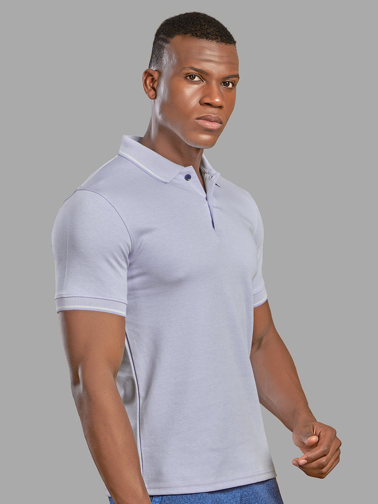 Sport Sun Lilac Milange Cotton Matty Polo T Shirt