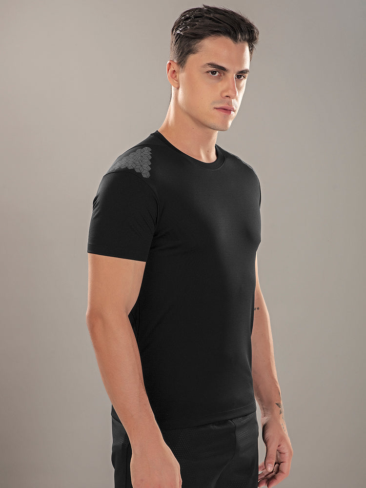 Sport Sun Active Round Neck Black T Shirt