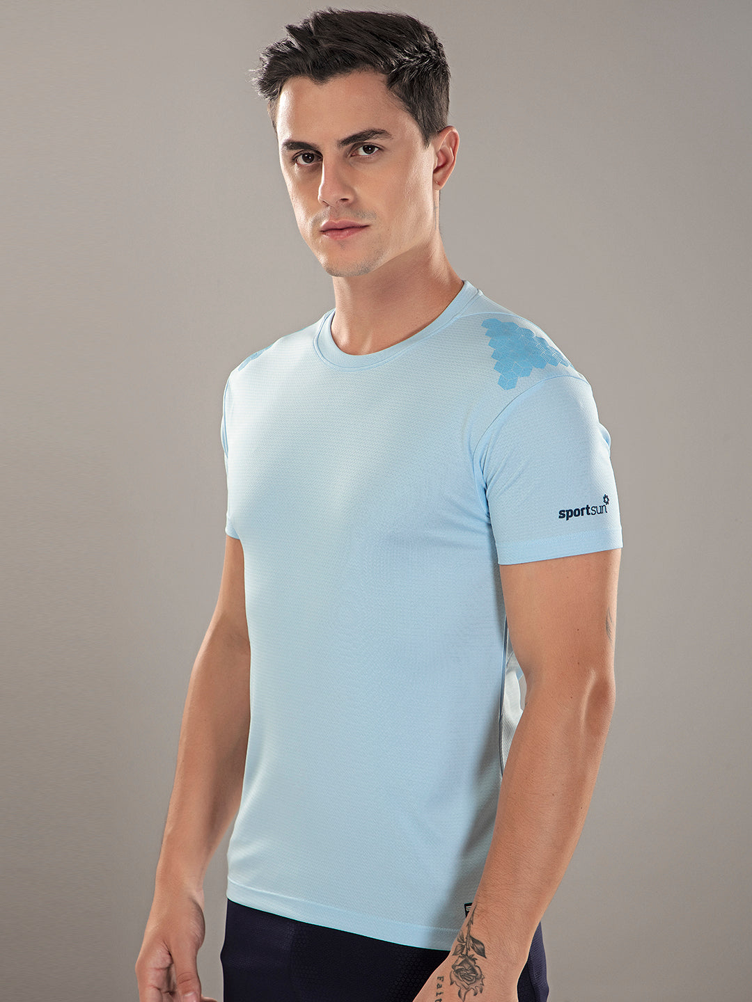 Sport Sun Active Round Neck Sky Blue T Shirt