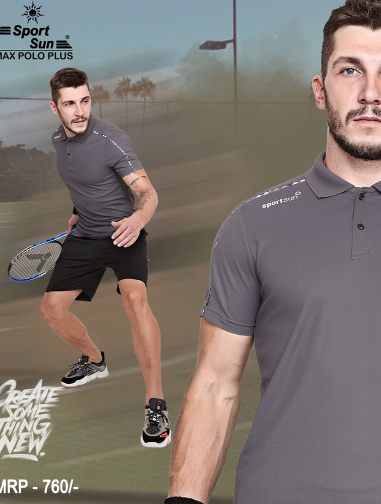 Sport Sun Max Polo Plus Dark Grey T-shirt for Men