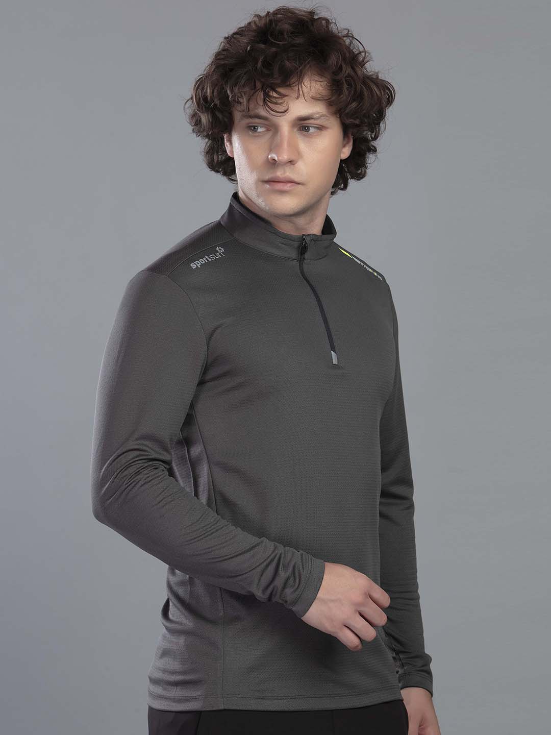 Men's Zipper Chinese Collar Performance T Shirt