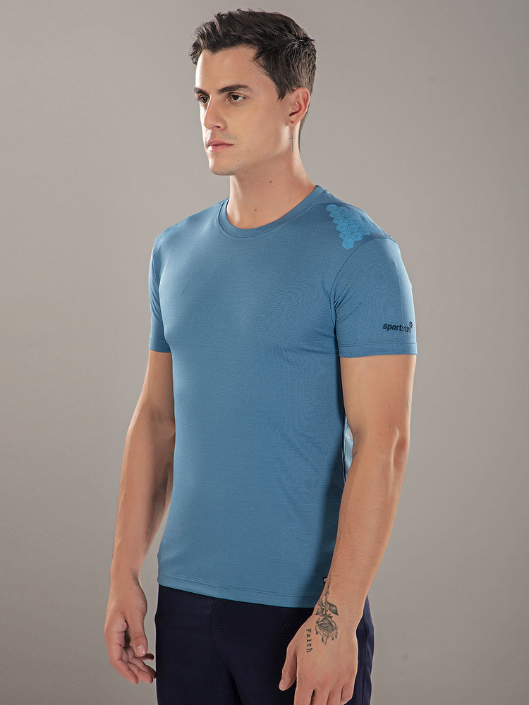 Sport Sun Active Round Neck Ice Blue T Shirt