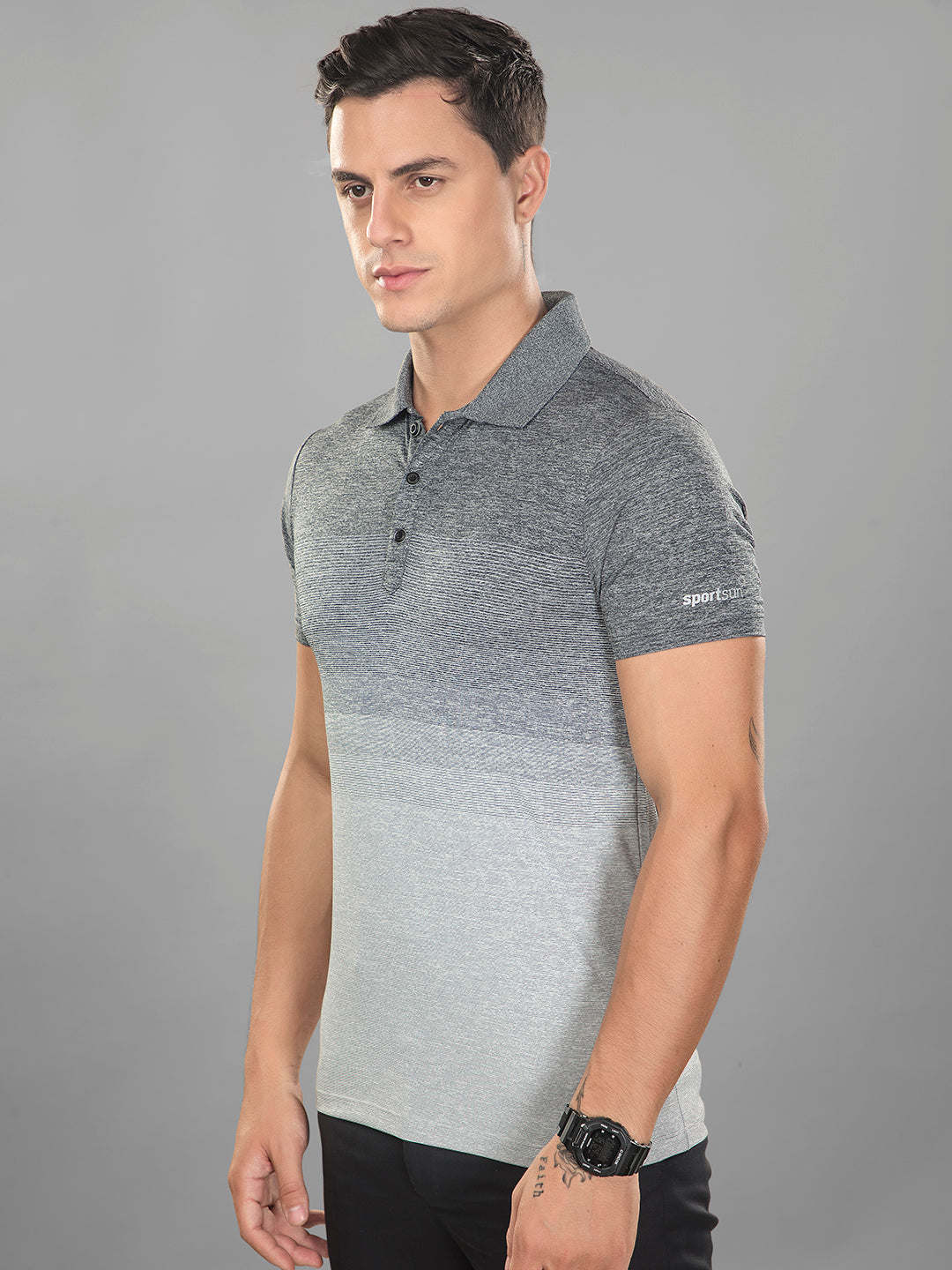 Sport Sun Stripe Polo Light Grey T Shirt