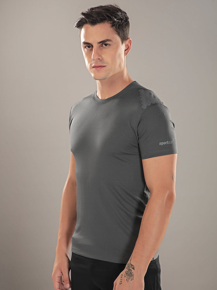 Sport Sun Active Round Neck Dark Grey T Shirt