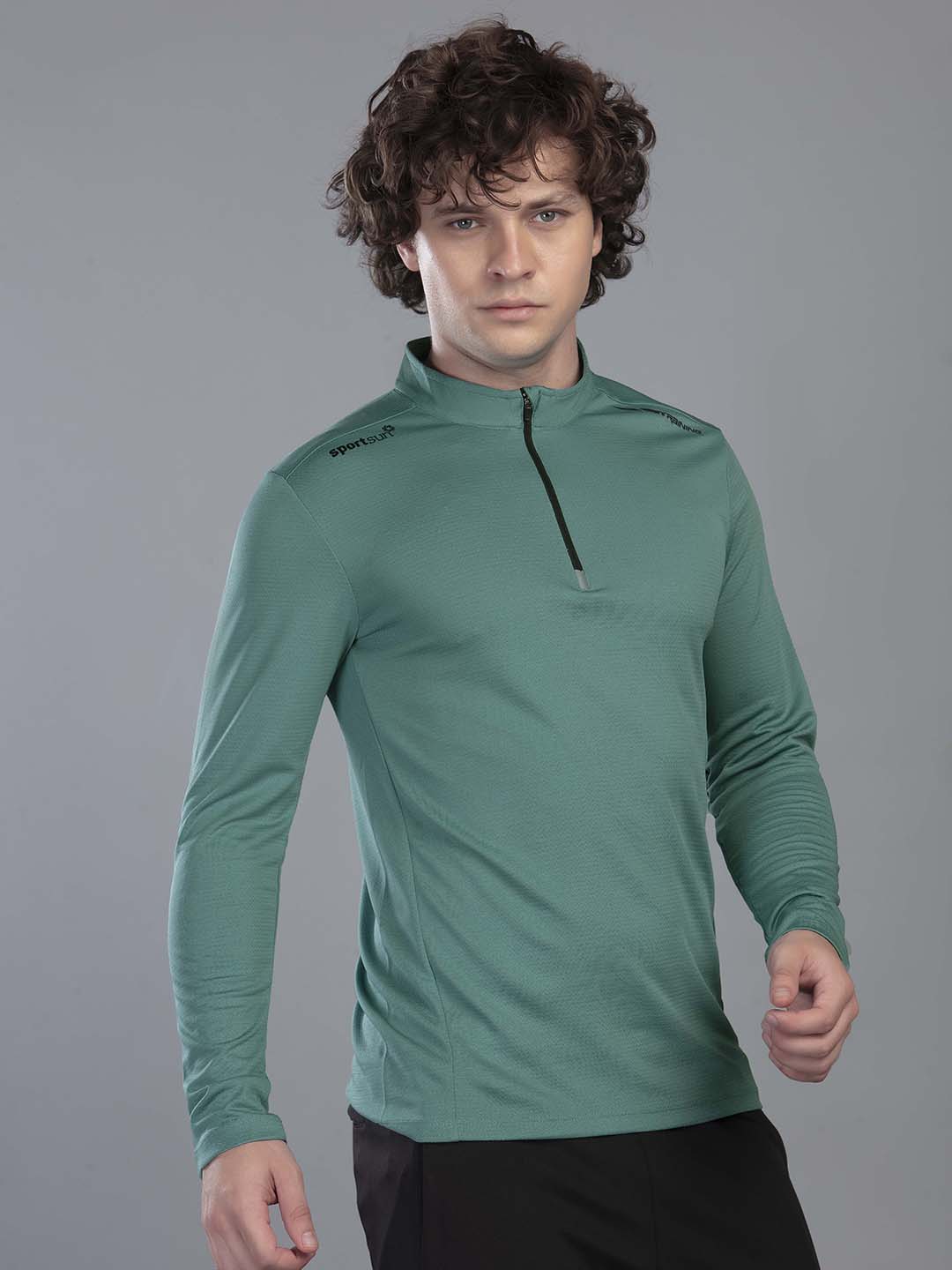 Men's Zipper Chinese Collar Performance T Shirt