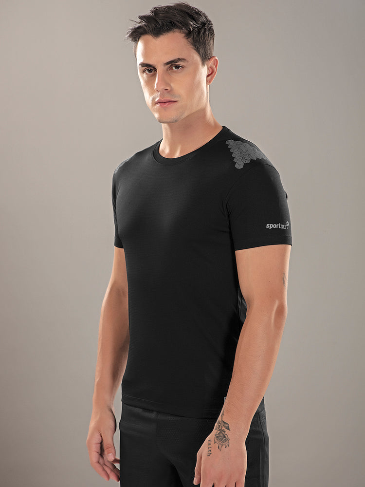 Sport Sun Active Round Neck Black T Shirt