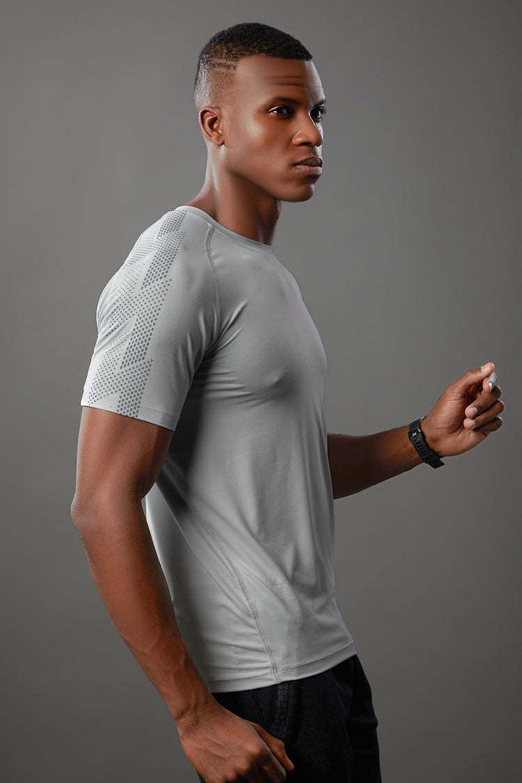 Sport Sun Round Neck Nylon Max Light Grey T Shirt