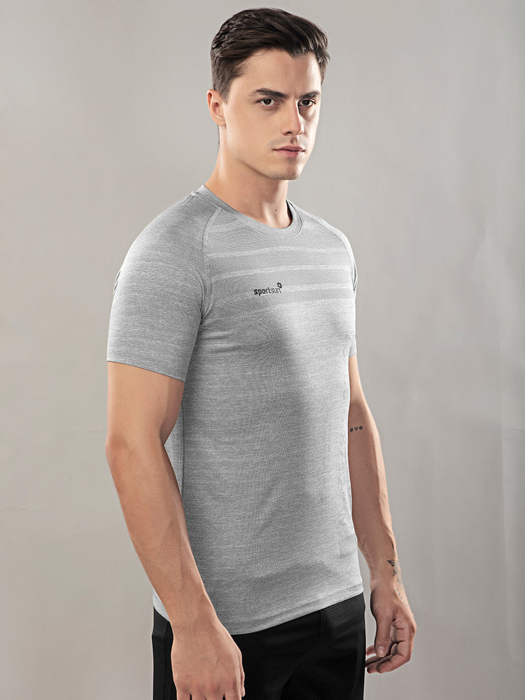 Sport Sun Seamless Round Neck Light Grey T Shirt