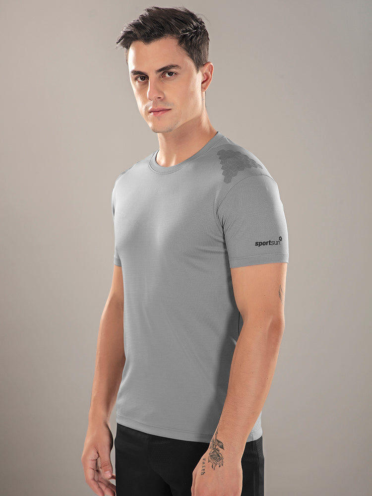 Sport Sun Active Round Neck Light Grey T Shirt