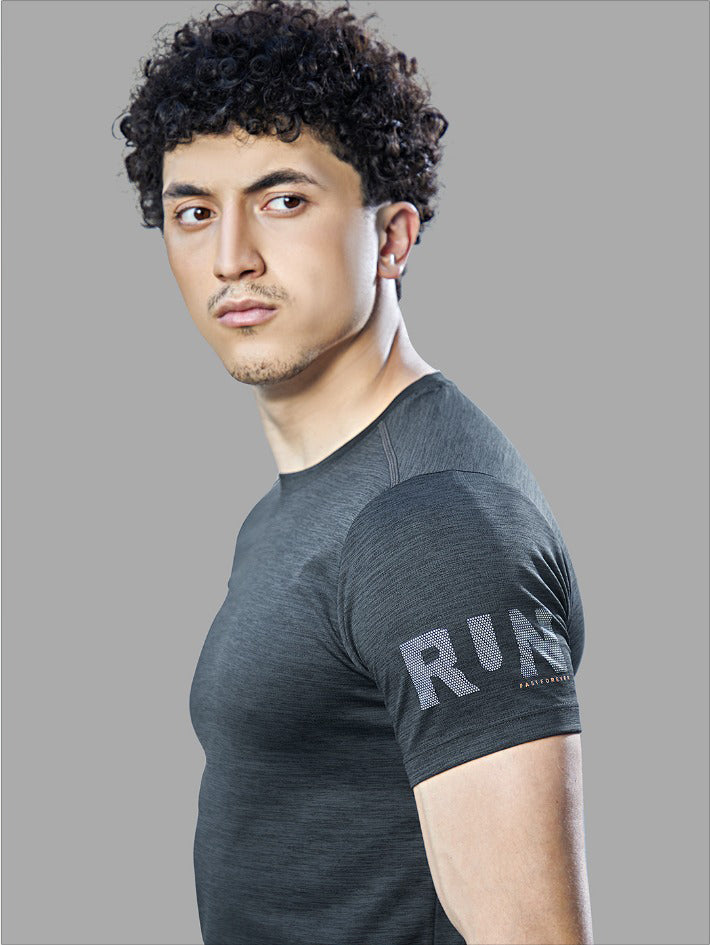 Sport Sun Cool Run Round Neck Dark Grey T Shirt