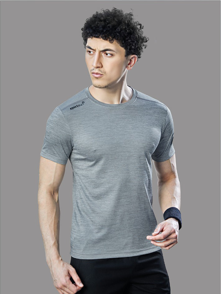 Sport Sun Cool Run Round Neck Light Grey T Shirt