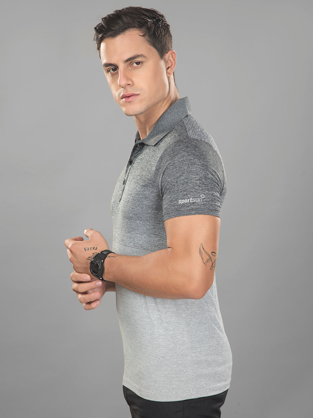 Sport Sun Stripe Polo Light Grey T Shirt