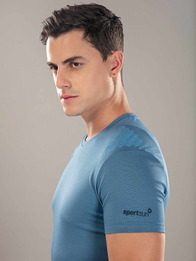 Sport Sun Active Round Neck Ice Blue T Shirt