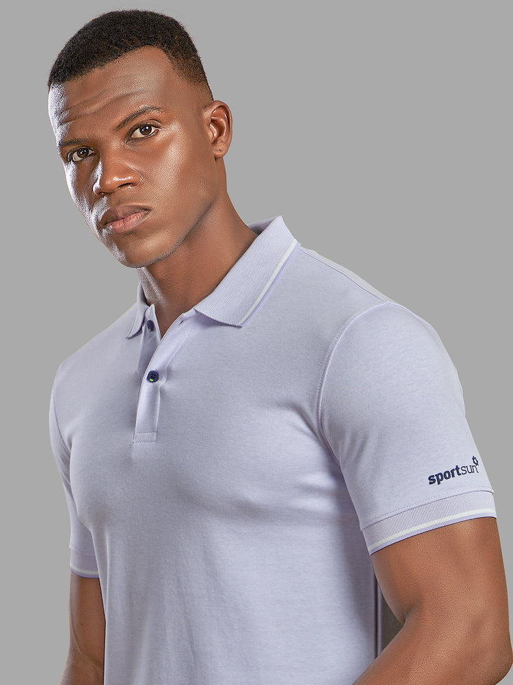 Sport Sun Lilac Milange Cotton Matty Polo T Shirt