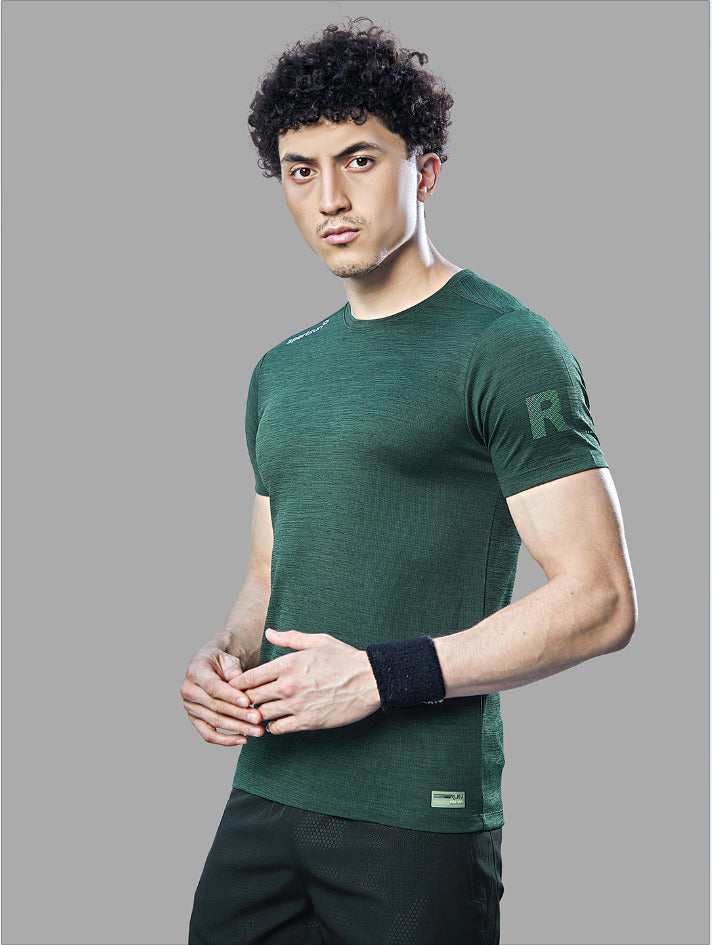 Sport Sun Cool Run Round Neck Green T Shirt